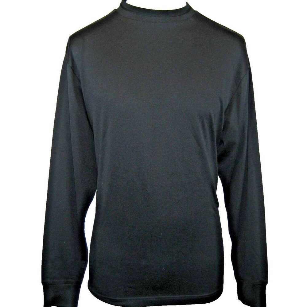 Men's Ease Brand Cotton/Poly/Modal Crewneck LS Black Golf Polo Shirt sz XL